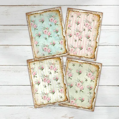 Large Shabby Chic Rose Background Card Toppers Craft Embellishments Cardmaking • £2.80