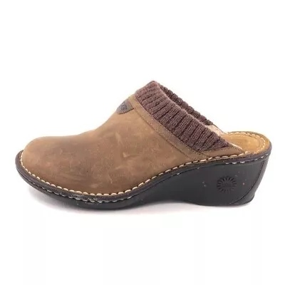 UGG Gael Brown Leather Wedge Winter Clogs Womens Size 10 EUR 41 Casual Slip-on • $49