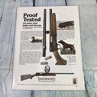 Vintage 1977 Browning Auto-5 Shotgun Print Ad Magazine Advertisement Ephemera • $10.49