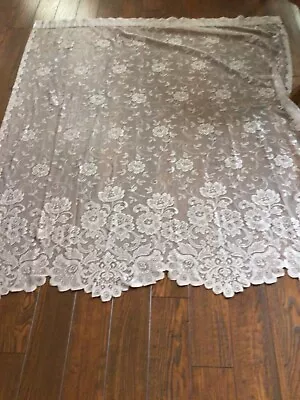 Dusty Rose Lace CURTAIN PANEL Window Treatment Semi Sheer Lovely Shade Vintage • $19.99