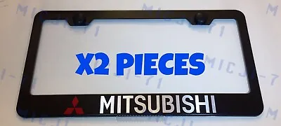 X2 Mitsubishi Stainless Steel Black License Plate Frame Rust Free W/ Caps • $22.99