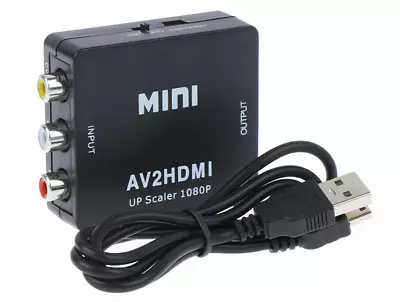 $9.45 • Buy Composite AV CVBS 3RCA To HDMI Video Cable Converter 1080p Upscaling Black