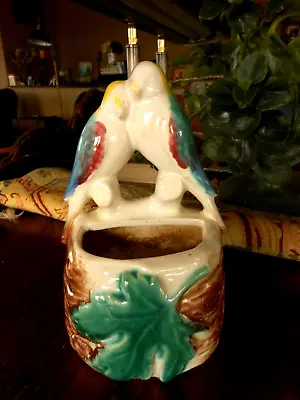 Morton Pottery Birds Wall Pocket Vintage Kitschy Planter Vase Country Cabin  • $12.59