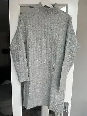 New Look Grey Cable Knit Jumper Dress Small • £12.50