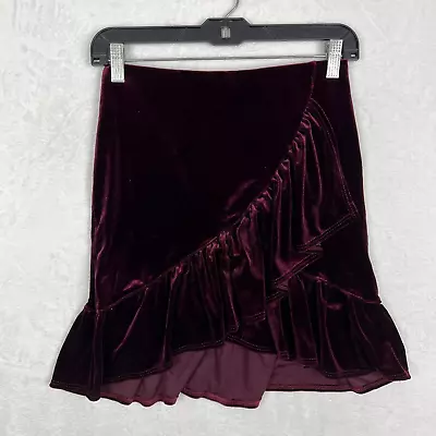 Urban Outfitters Womens Skirt NWT Size Medium Burgundy Red Velvet Ruffle • $14.95