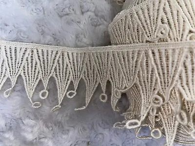 3 Yards Cream Ivory VENISE Scalloped Fringe Victorian Sewing Non Trim Lace 2.5  • $6.95