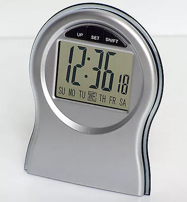 SMALL TRAVEL DIGITAL ALARM CLOCK W CALENDAR PORTABLE BATTERY OPERATED STOPWATCH • $13.60