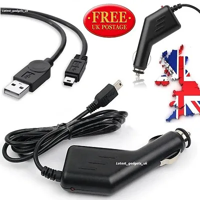 USB Data Cable + In Car Charger SAT NAV NAVMAN F100T/F400/F10/F30/F40/F20 EUROPE • £4.50