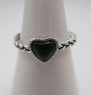 925 Sterling Silver Simple Twist Heart Moodstone Open Ring • $13.66