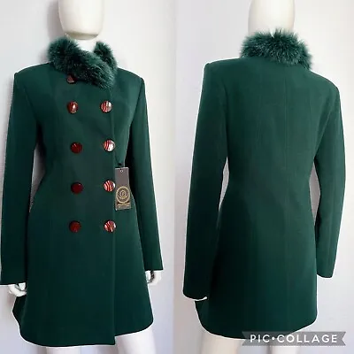 Nwt Women Double-breasted Coat Military Real Raccoon Fur Collar Lined Jacket • $259