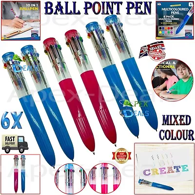 6pcs Jumbo 10 In 1 Multicolour Pens Drawing & Writing Retractable Ballpoint Pen • £4.79