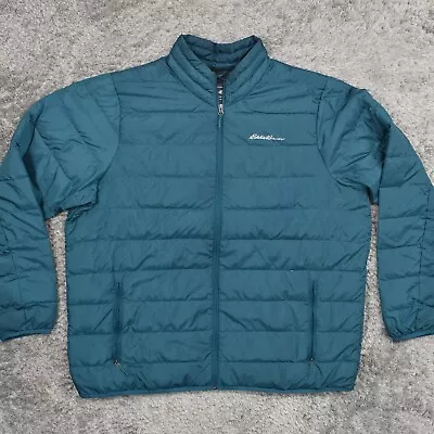 Eddie Bauer Men's Big & Tall Size 3XLT Quilted Jacket Green Polyester Insulated • $32.30