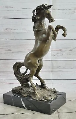 Signed Milo Figure Classic Rearing Racing Horse Figurine Bronze Sculpture Decor • $209.50