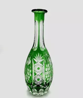 Nachtmann Traube Decanter Cut To Clear Emerald Green Vase 11.5 T Vintage E611 • $111.35