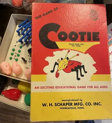 Vintage 1940's W.H. Schaper Cootie Game In The Original Box Used Missing 2 Piece • $18