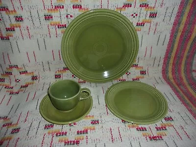 4  Piece Vintage Turf Green Ironstone Fiesta Place Setting-fiestaware • $125
