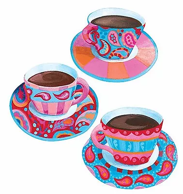 Coffee Tea Cup Anna Maria 25 Color Cups Blue Purple Pink Damask Wallies Stickers • £9.45