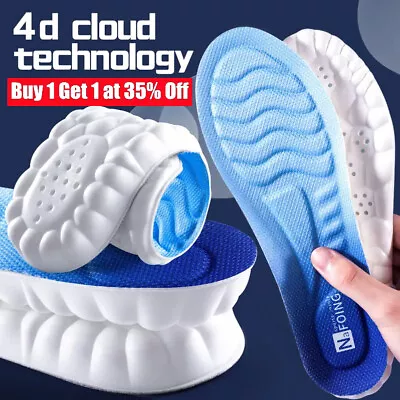 Unisex 4D Memory Foam Orthopaedic Shoe Insoles Pads Comfort Foot Feet Heel NEW • £4.19