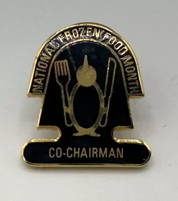 Vintage National Frozen Food Month Pinback CO-CHAIRMAN Rare Pin Button Penguin • $15