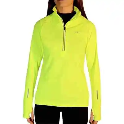 More Mile Womens Vancouver Half Zip Long Sleeve Running Top - Yellow • £18.50