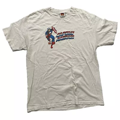 Vintage Marvel Comics Captain America Shirt Men's Large Short Sleeve Navy 2006 • $0.99