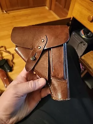 Vintage German Walther PP Pistol Brown Leather Flap Holster Unmarked Nice • $49.95