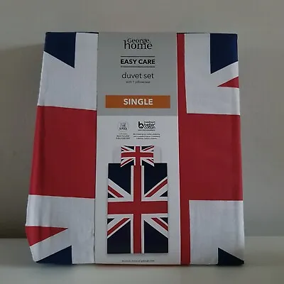 £12.99 • Buy New George Union Jack Single Duvet Set Easy Care Reversible 