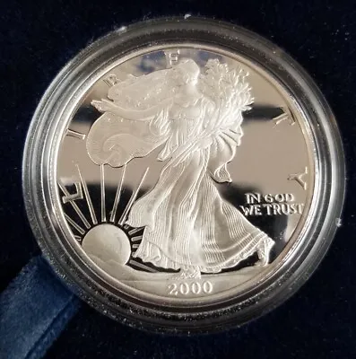 $85 • Buy 2000-P Silver American Eagle One Dollar Proof Coin, Box/COA