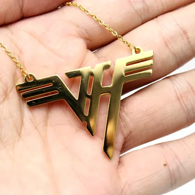 US Ship VH Charm Eddie Van Halen Logo Stainless Steel 18K Gold Plated Necklace • $15.99