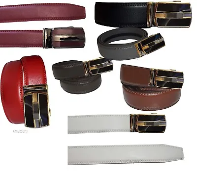 Men's Belt Leather Dress Belt Automatic Lock Men's Leather Belt Up To 50  7860 • $15.16