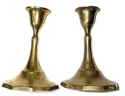 Pair Of Vintage Solid Brass Candle Stick Holders Small 4” Taper • $14.25