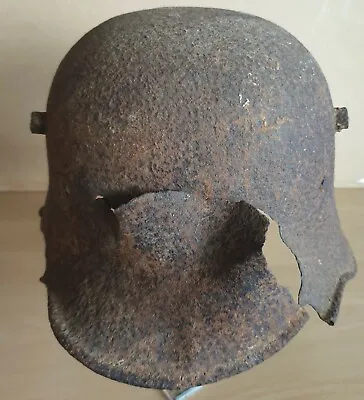 £165 • Buy WW1 German Trench-Recovered Battle Damaged M.16/18 Steel Helmet From Ypres.