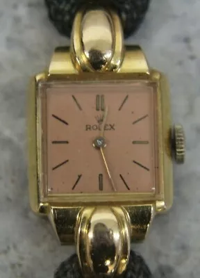 Vintage 1940s RETRO Genuine ROLEX 18k Yellow Gold Ladies Watch Modele Depose 17m • $1999.95