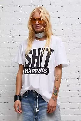 R13 NWT $275 White Sh*t Happens Graphic Oversized Boy T-Shirt Sz XS • $79