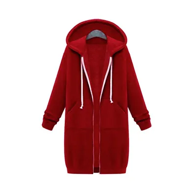 Mid-Length Womens Zip Up Hooded Long Sleeve Jacket Ladies Hoodie Cardigan Coats • £16.99
