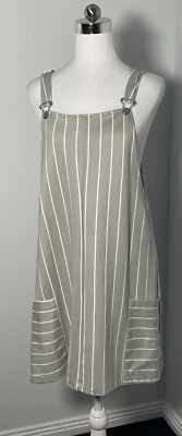 $27.99 • Buy ASOS Grey & White Striped Pinafore Dungaree Dress Size 12