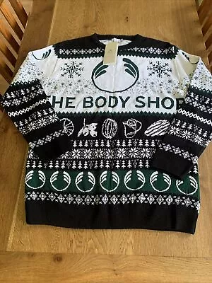 The Body Shop Christmas Ugly Sweater Jumper Xmas Size Large 44” Black And White • £25