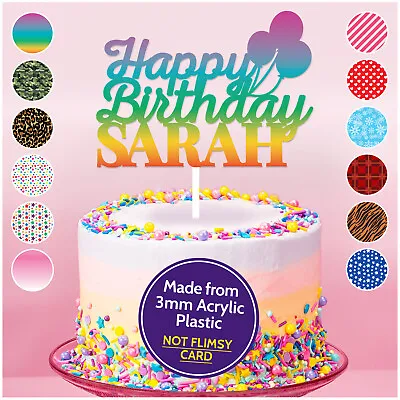 £8.99 • Buy Custom Cake Topper Happy Birthday ANY NAME Personalised Customised Decoration