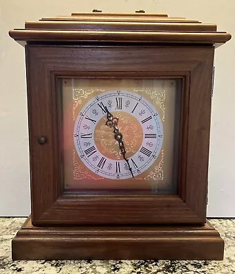 Vintage WALNUT Mantle Clock Westminister Chime-WORKS FINE-CHIMES 12 LBS! Quartz • $29.99