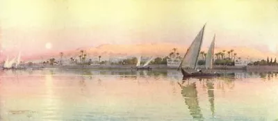 EGYPT. Cairo From The River Nile - Evening 1912 Old Antique Print Picture • £4