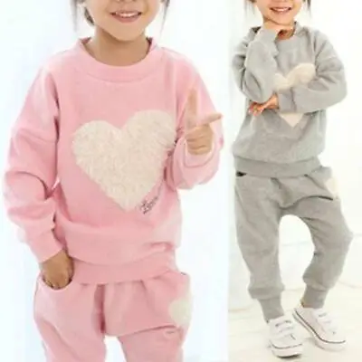 Baby Girls Long Sleeve T-Shirt Top+Pants Set Kids Tracksuit Clothes Outfits Hot • £12.57