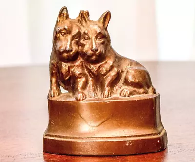 Neat Scottish Terrier Scotties Dog Cast Metal Antique Vintage Statue Sculpture • $25