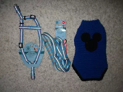 Mickey Mouse Dog Sweater/ Leash/ Harness...size Small....new !!! • $16.88