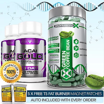 £11.69 • Buy Green Coffee Bean Extract + 2 Acai Gold- Strongest Slimming / Diet + Detox Pills