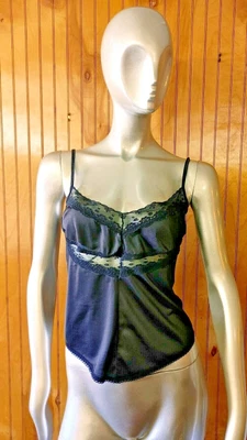 $18.40 • Buy Vintage Blush V Shape Lace Half Top Slip Size Medium Black                      