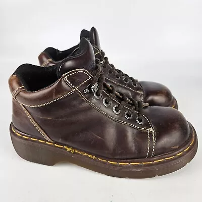 VTG Dr. Martens 8542 Womens Work Boots Size UK 6 US 8 Brown Leather Chunky Heel • $64.99