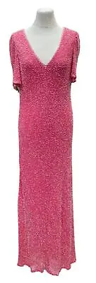 £40 • Buy After Six By Ronald Joyce Dress Pink Midi Beaded Occasion Party Prom Size UK 16