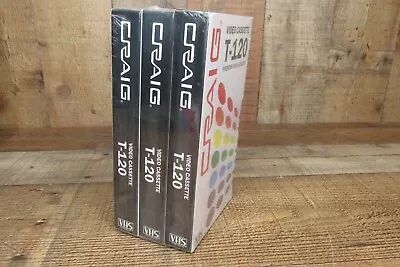 3 Pack VHS Craig Blank Video Cassette Tapes~Premium High Quality T120 • $11.99