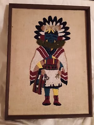 Vintage Mourning Kachina Needlepoint Framed Art • $15