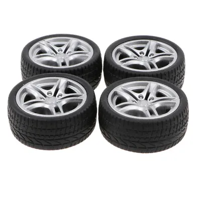 £6.67 • Buy 1:10 Scale 4pcs Rubber 5 Spoke Wheel Rim & Tyres For RC Racing Car Parts